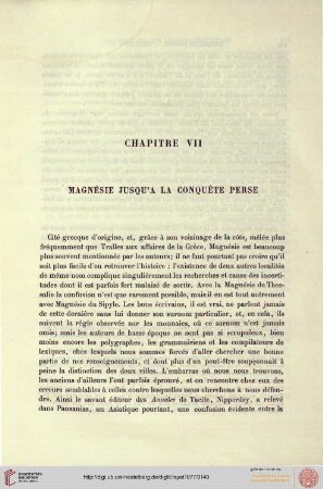 Chapitre VII: Magnésie jusqu'à la conquête Perse
