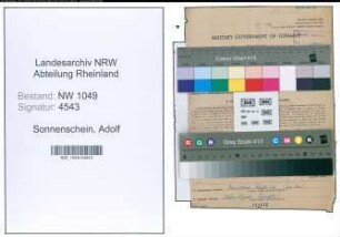 Entnazifizierung Adolf Sonnenschein , geb. 12.05.1886 ()