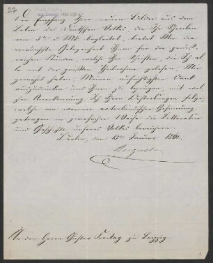 Brief an Gustav Freytag : 13ten Januar 1862