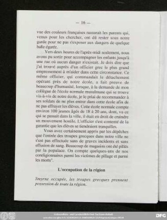 L'occupation de la région