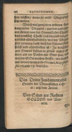 Das Dritte Fundament oder Grundt der Ubiquistischen Lehre ...