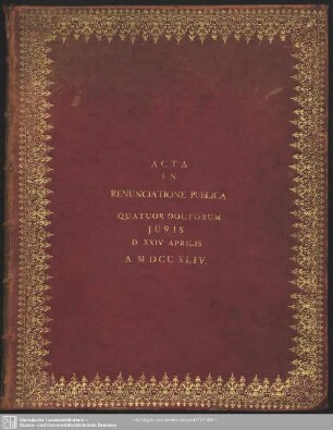 Renvnciatione Solemni Doctorvm Ivris Vtrivsqve IIII Per Ivreconsvltos Academiae Lipsiensis Facta Odae Ad Symphoniam Pvblice Canendae D. XXIV Aprilis A C. N. M DCC XXXXIIII