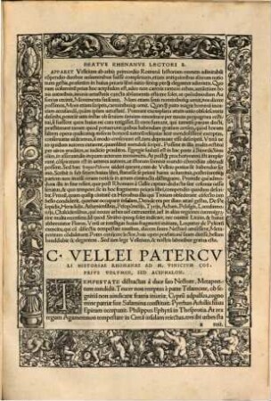 P. Vellei Patercvli Historiae Romanae Dvo Volvmina : AD M. Vinicivm Cos. Progenervm Tiberii Caesaris