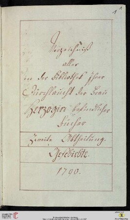 Bibliothekskatalog, Band 2.