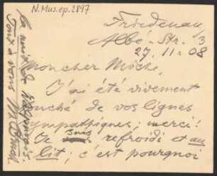 Briefkarte an Paul Miche : 27.11.1908