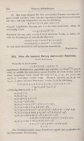 XIII. Ueber eine besondere Gattung algebraischer Functionen.