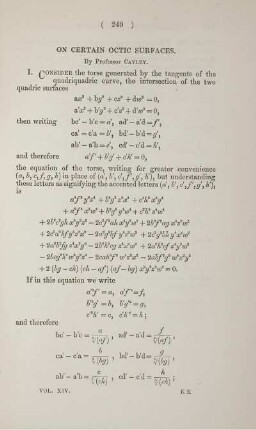 On certain octic surfaces.