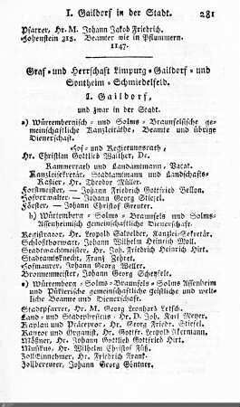 Beamte in Limpurg, Gaildorf, Sontheim, Schmiedelfeld