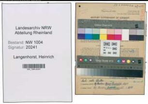 Entnazifizierung Heinrich Langenhorst , geb. 15.03.1903 (Kolonnenfuehrer)