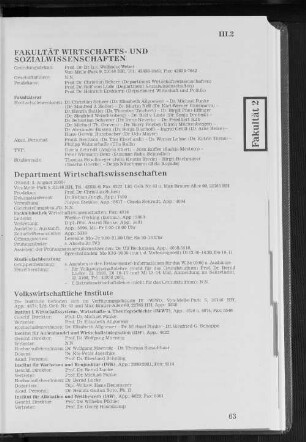 Fakultät Wirtschafts- und Sozialwissenschaften