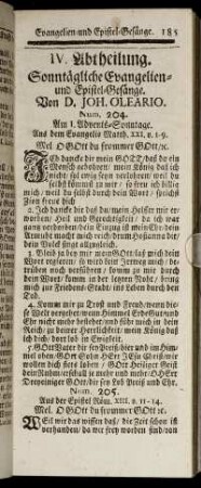 IV. Abtheilung. Sonntägliche Evangelien- und Epistel-Gesänge.