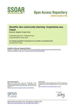 Benefits des community learning: Ergebnisse aus Irland