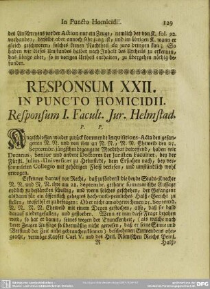 Responsum XXII. In Puncto Homicidii