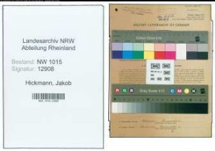Entnazifizierung Jakob Hickmann , geb. 03.01.1896 (Lokfuehrer)