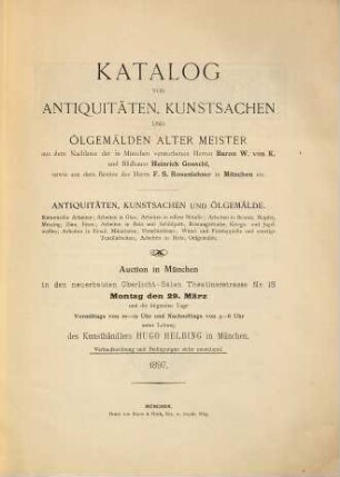 Versteigerung. 1897, 29. März = [1]