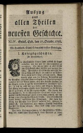 XLIV. Stück. Cob. den 27. Octobr. 1756.