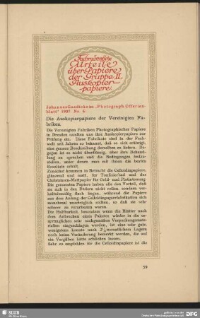 Fachmännische Urteile über Papiere der Gruppe II