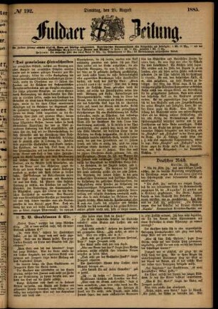 Ausgabe vom Dienstag, den 25. August 1885.
