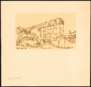 Römische Wasserleitung, Jouy-aux-Arches: Perspektivische Ansicht des Aquäduktes, nach Illustrirte Zeitung, 1872, S. 237?