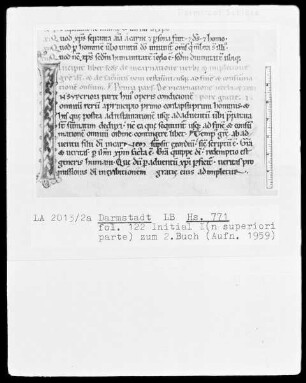 Hugo de San Victore — Initiale I(n superiori parte), Folio 122recto