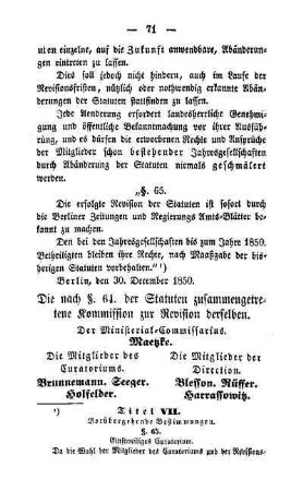 VII. Vorübergehende Bestimmungen