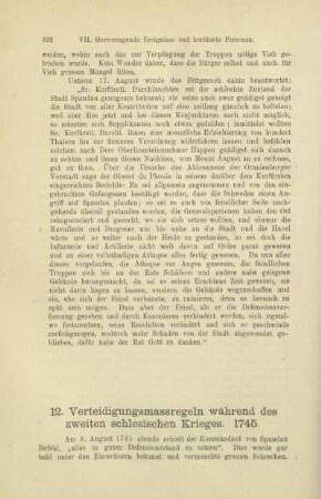 12. Verteidigungsmassregeln während des zweiten schlesischen Krieges. 1745
