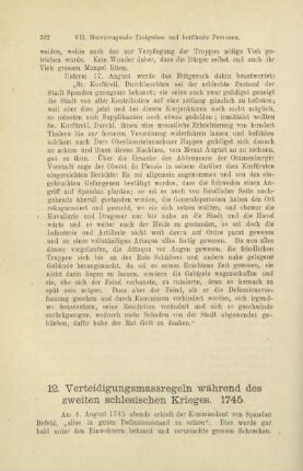 12. Verteidigungsmassregeln während des zweiten schlesischen Krieges. 1745