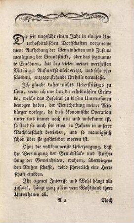 Kurze Darstellung der vorzüglichsten Vortheile, die aus der Vertheilung der Güter und Aufhebung der Gemeinheiten entspringen