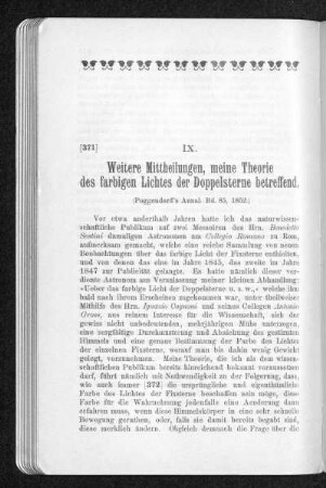 Weitere Mitteilungen, meine Theorie des farbigen Lichtes der Doppelsterne betreffend
