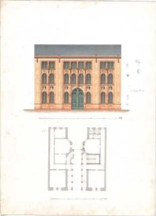 Voit, August von; München, Maximilianstr.; Wohnbauten - Grundriss, Aufriss