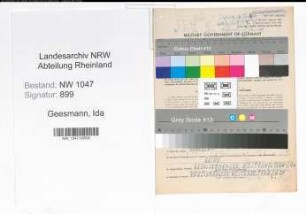 Entnazifizierung Ida Geesmann , geb. 01.11.1903 (Bueroangestellte)
