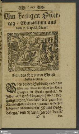 Am heiligen Ostertag, Evangelium aus dem 16. Cap. S. Marci