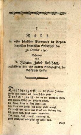Schriften der Regensburgischen Botanischen Gesellschaft. 1. 1792
