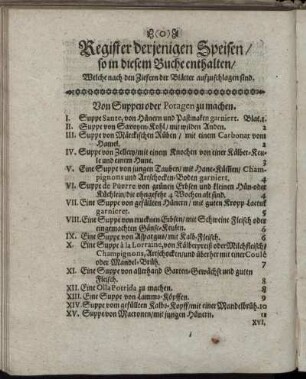 Register derjenigen Speisen/ so in diesem Buche enthalten/ [...]