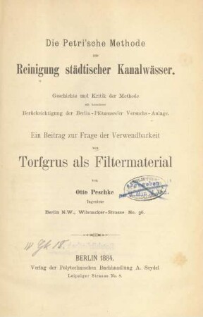 Stempel: Bibliothek [...]