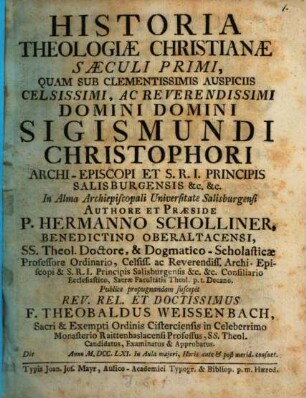 Historia theologiae Christianae saeculi primi