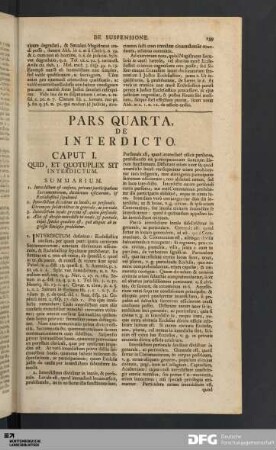 Pars Quarta, De Interdicto.