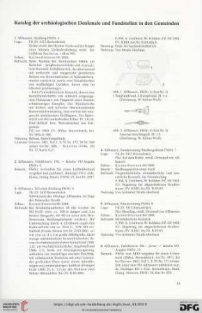 Katalog der archäologischen Denkmale und Fundstellen in den Gemeinden