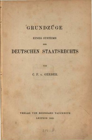 Grundzüge eines Systems des deutschen Staatsrechts