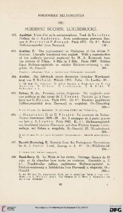 VIII. Moderne Bücher, Luxusdrucke (Nr. 402-604)