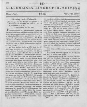 Neuenhaus, A. S.: Bemerkungen zu der Schrift des Pfarrers G. A. Wislicenus: "Ob Schift? Ob Geist?". Leipzig: Barth 1845 (Fortsetzung von Nr. 126)