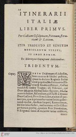 Itinerarii Italiae Liber Primus