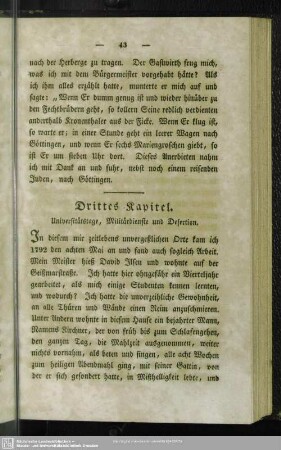 Drittes Kapitel. Universitätstage, Militärdienste und Desertion