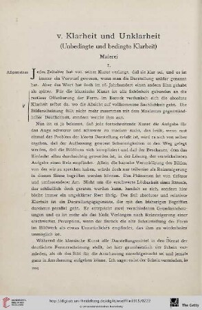 V. Klarheit und Unklarheit (Unbedingte und bedingte Klarheit)