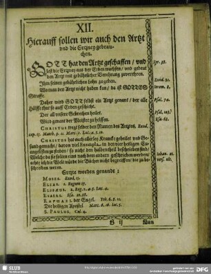 XII. Hierauff sollen wir auch den Artzt und die Ertzney gebrauchen