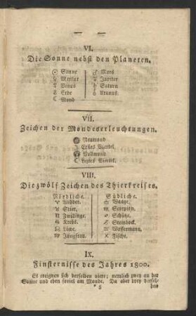 VIII. Die zwölf Zeichen des Thierkreises