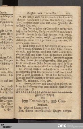 Fünfter Absatz. Von dem Examiniren, und Construiren