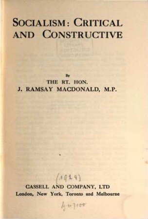 Socialism: critical and constructive