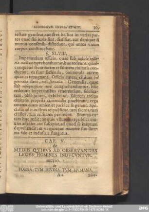 Sectio I. de Poena Tum Divina, Tum Humana.