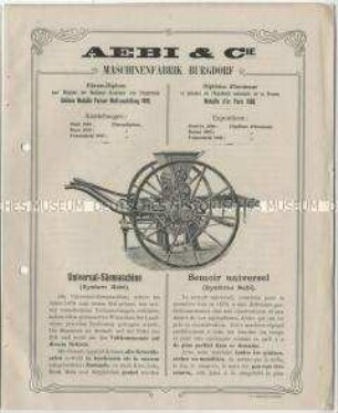 Landwirtschaftliche Maschinen von der Firma Aebi und Cie.